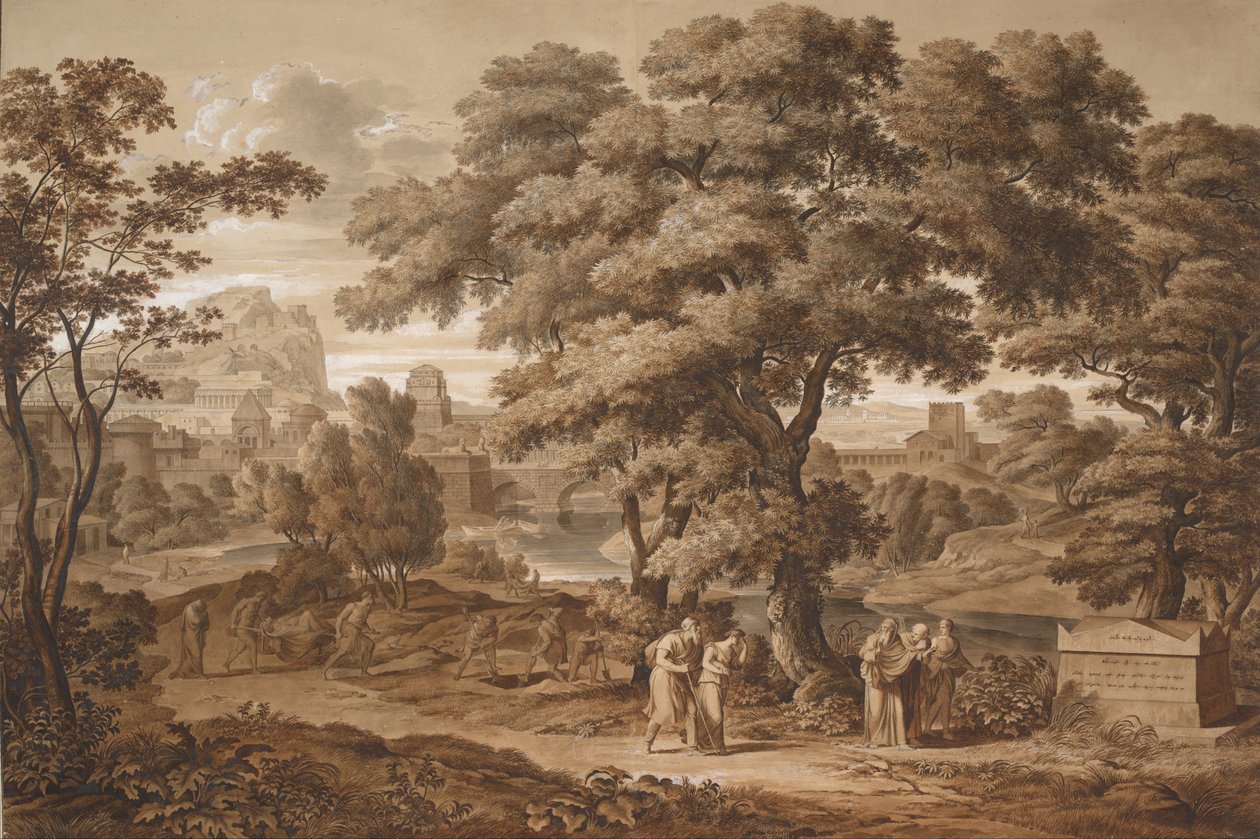 Oidipus ja Antigone lähtevät Thebesistä, 1797 tekijältä Joseph Anton Koch