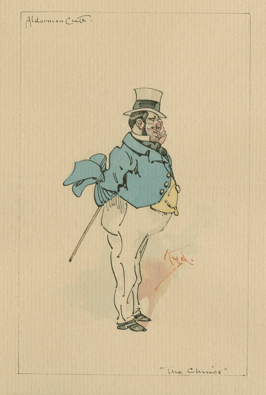 Alderman Cute - The Chimes, noin 1920-luku (kynä ja muste wc:llä paperilla) tekijältä Joseph Clayton Clarke