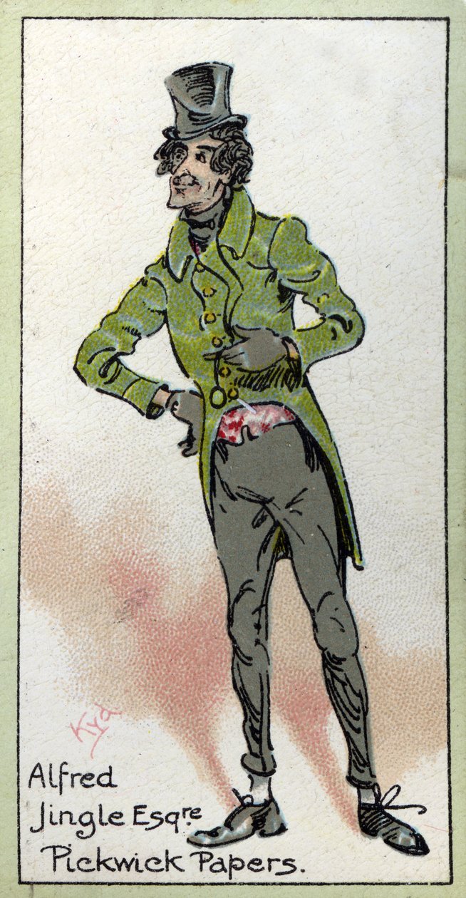 Alfred Jingle Esquire Charles Dickensin teoksesta The Pickwick Papers, 1923 tekijältä Joseph Clayton Clarke