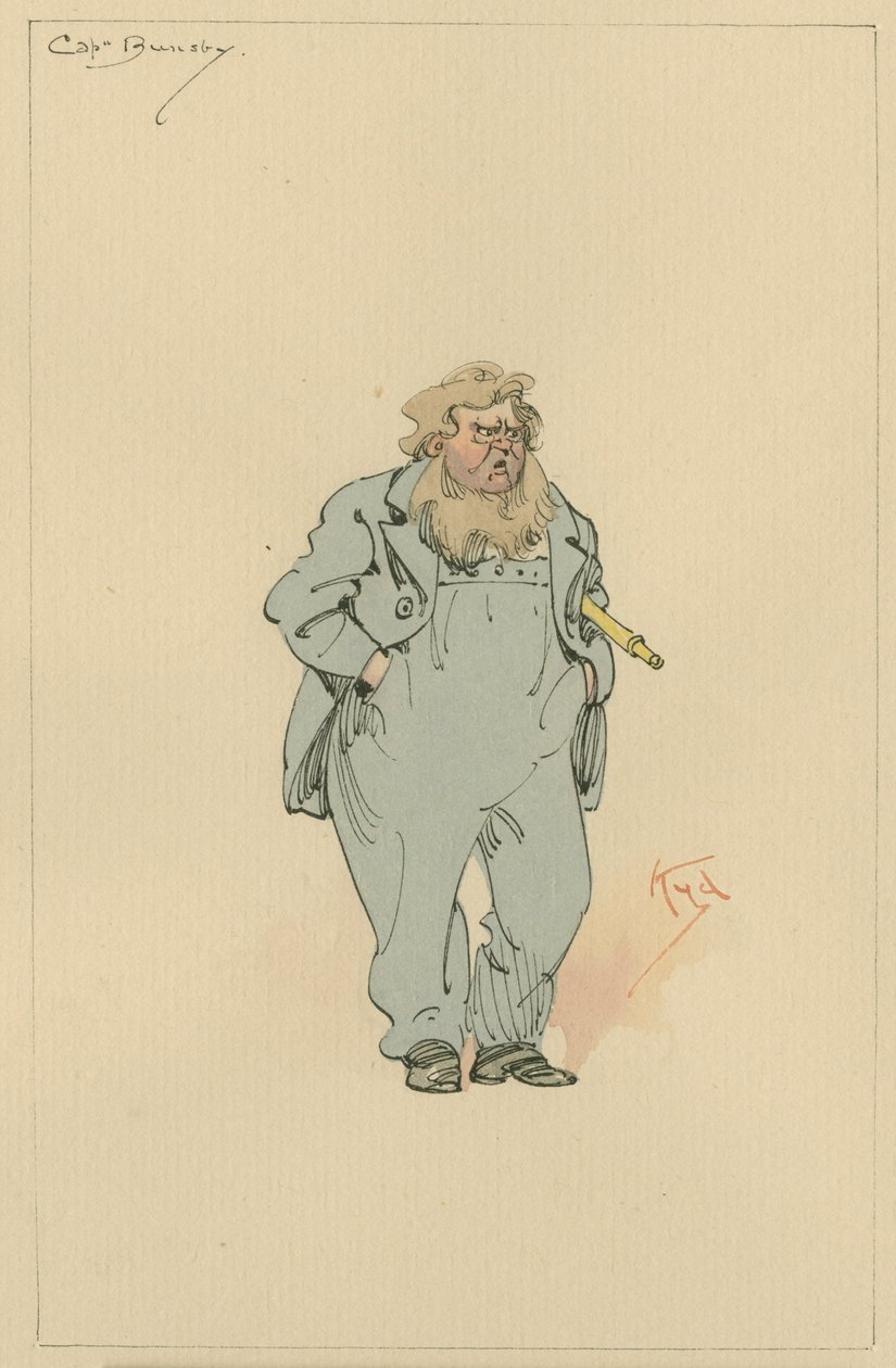 Kapteeni Jack Bunsby, noin 1920-luku (kynä ja muste wc:llä paperilla) tekijältä Joseph Clayton Clarke