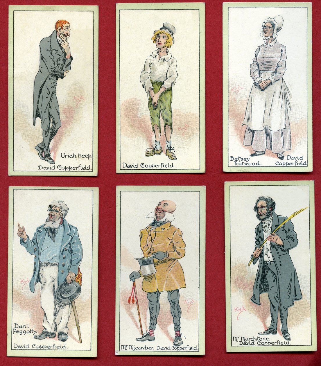 Hahmot Charles Dickensin David Copperfieldistä, 1923 tekijältä Joseph Clayton Clarke