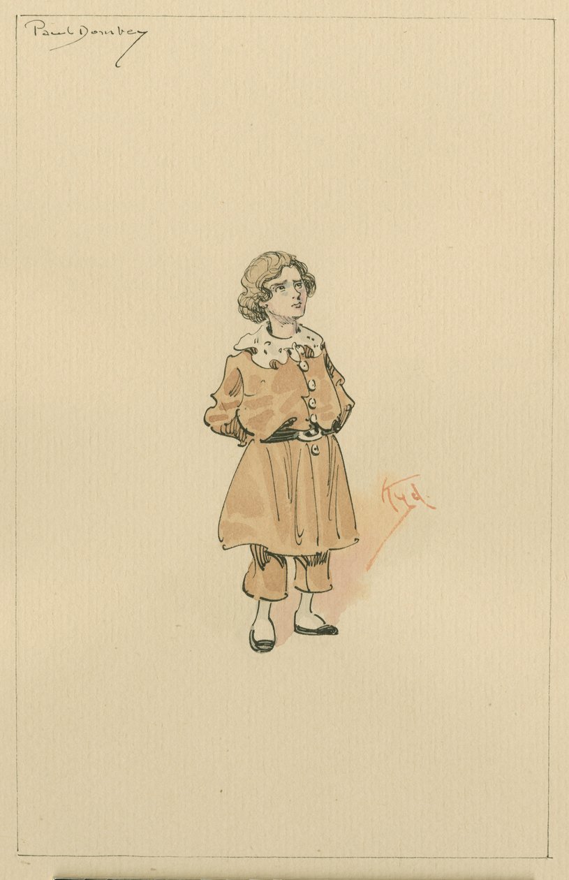 Pikku Paul Dombey, noin 1920-luku (kynä ja muste wc:llä paperilla) tekijältä Joseph Clayton Clarke