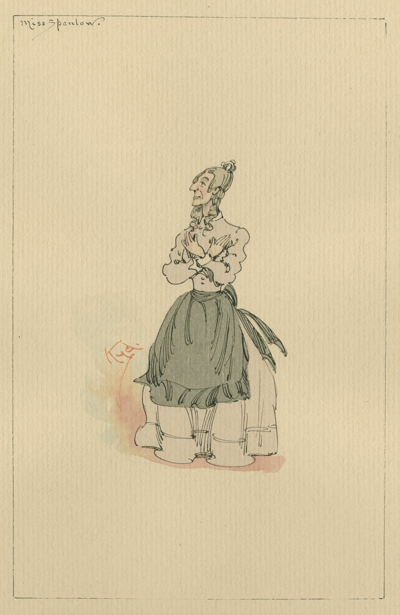 Miss Spenlow, n. 1920-luku (kynä ja muste wc:llä paperilla) tekijältä Joseph Clayton Clarke