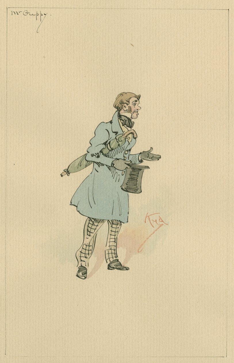 Mr Guppy, noin 1920-luku (kynä ja muste wc:llä paperilla) tekijältä Joseph Clayton Clarke