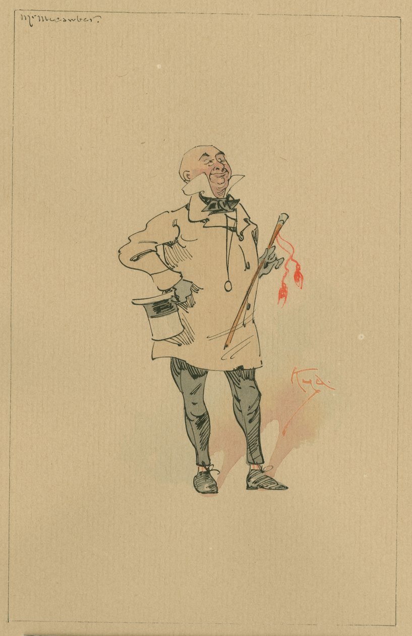 Herra Micawber, noin 1920-luku (kynä ja muste wc:llä paperilla) tekijältä Joseph Clayton Clarke