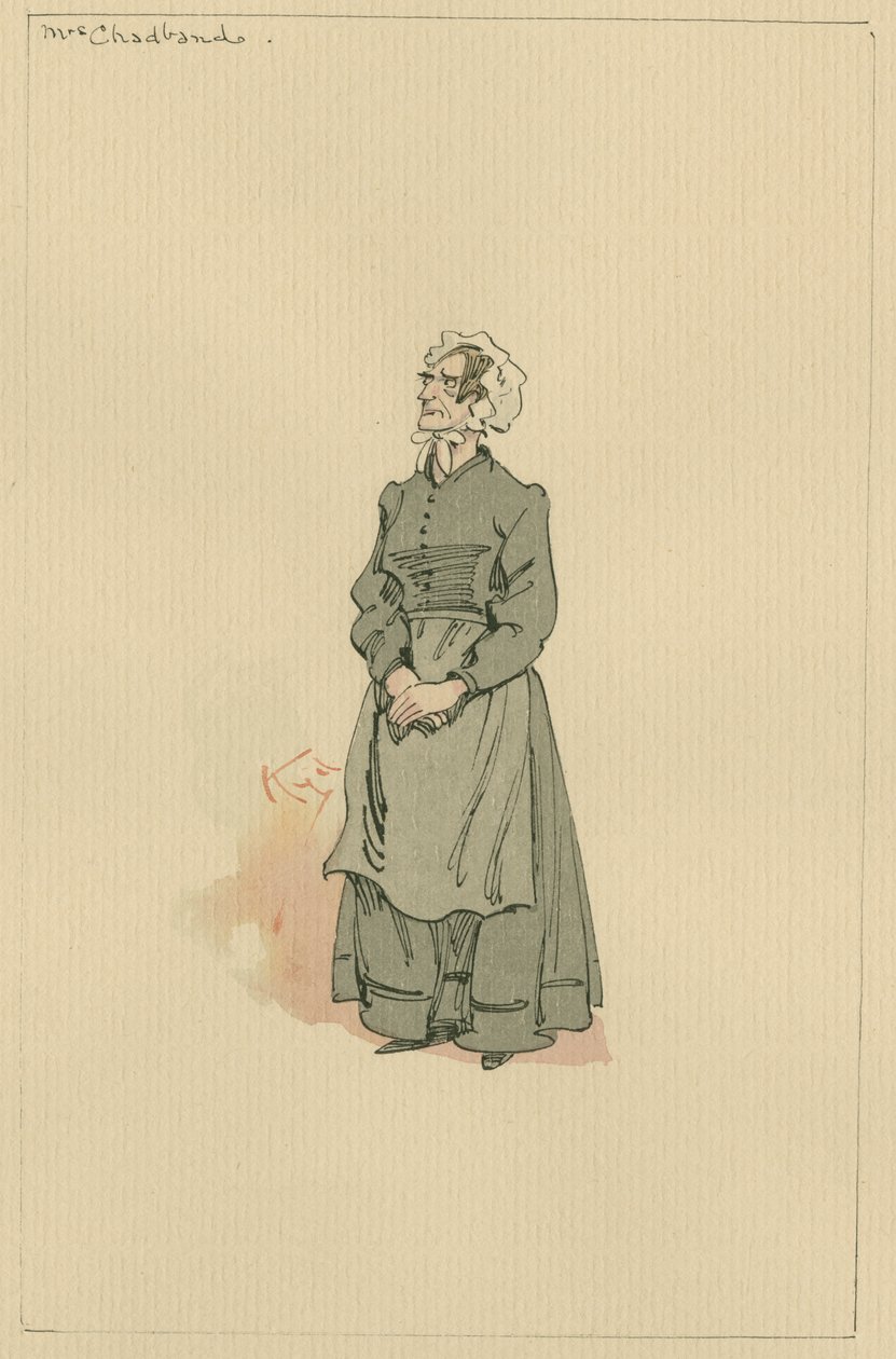 Rouva Chadband, noin 1920-luku (tussi ja tussi paperille). tekijältä Joseph Clayton Clarke