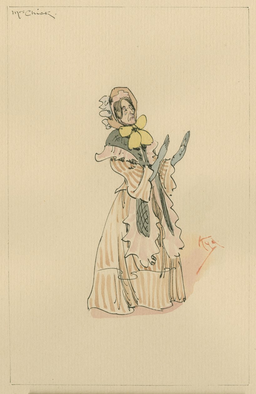 Rouva Chick, noin 1920-luku (kynä ja muste wc:llä paperilla) tekijältä Joseph Clayton Clarke