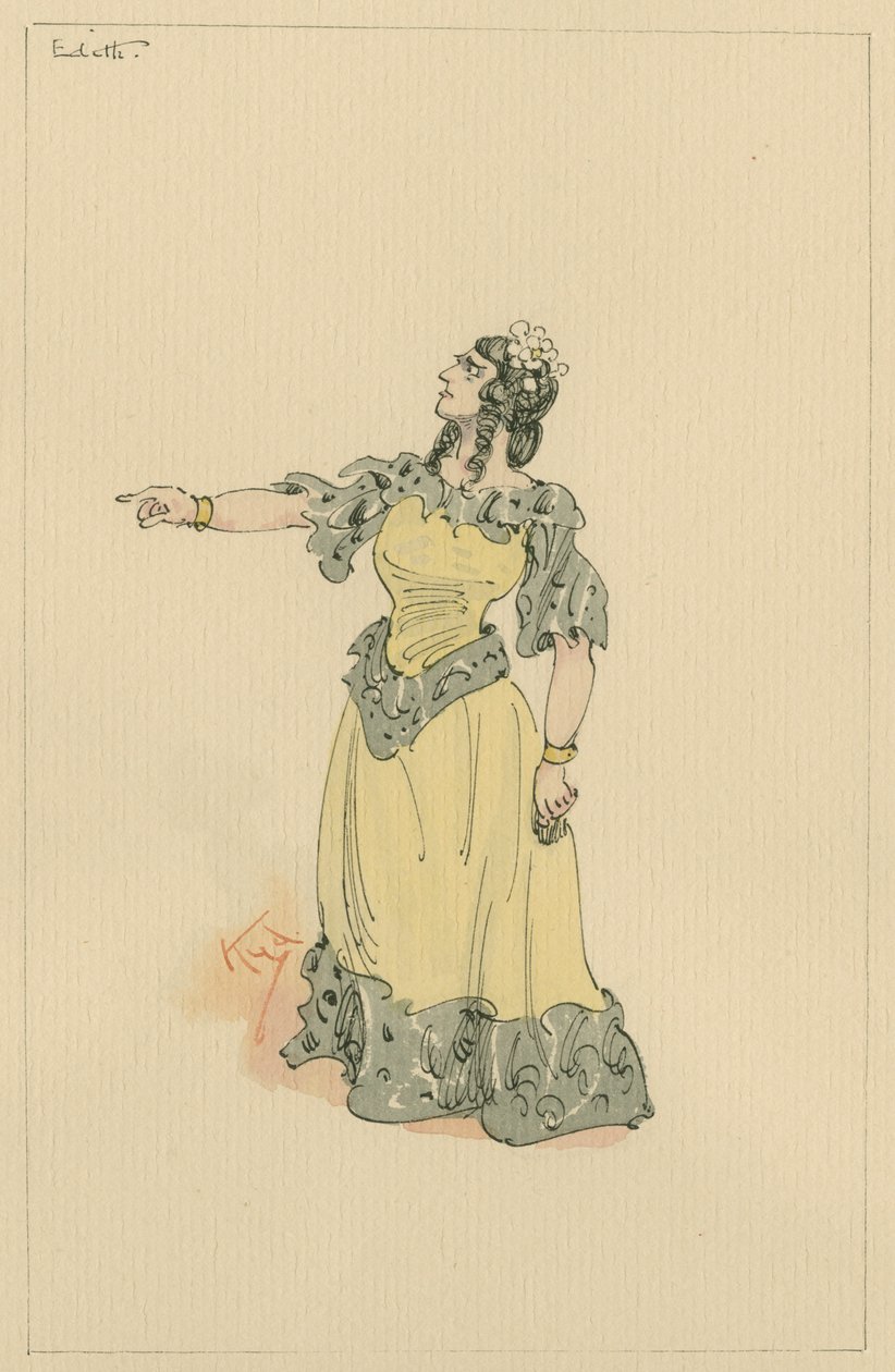 Rouva Edith Dombey, noin 1920-luku (kynä ja muste wc:llä paperilla) tekijältä Joseph Clayton Clarke