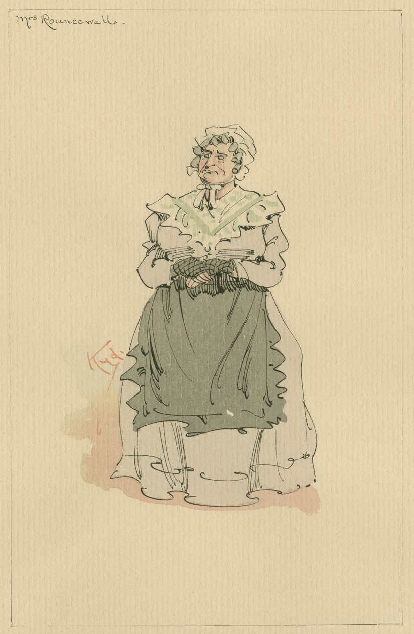 Rouva Rouncewell, noin 1920-luku (kynä ja muste wc:llä paperilla) tekijältä Joseph Clayton Clarke