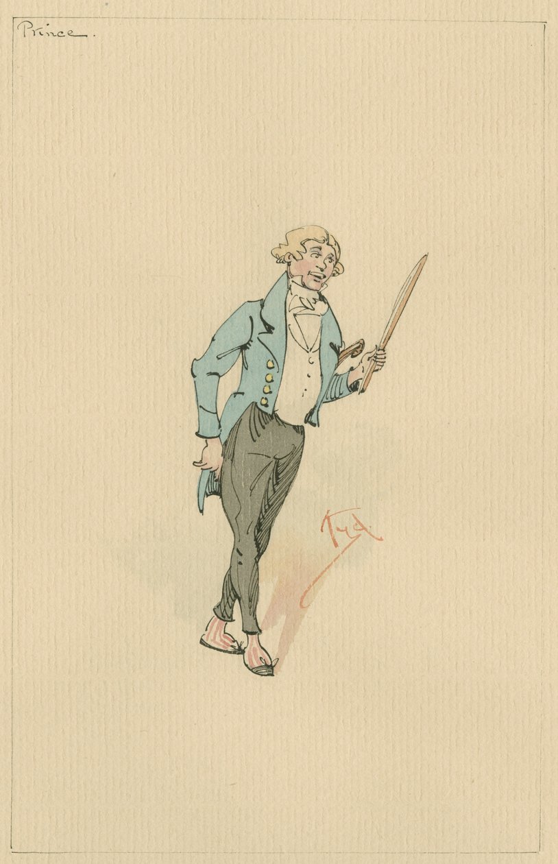Prince Turveydrop, n. 1920-luku (kynä ja muste wc:llä paperilla) tekijältä Joseph Clayton Clarke