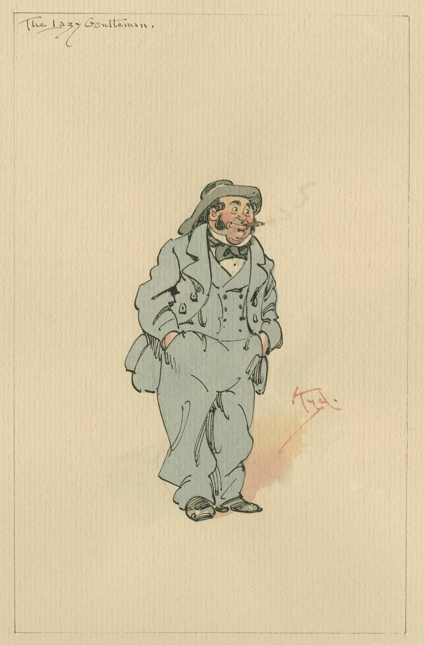 The Lazy Gentleman, noin 1920-luku (kynä ja muste wc:llä paperilla) tekijältä Joseph Clayton Clarke
