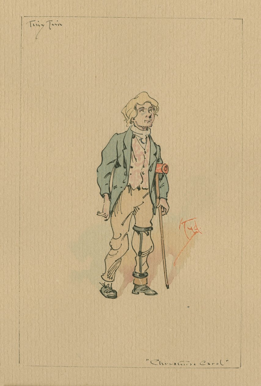 Tiny Tim - Joululaulu, noin 1920-luku (kynä ja muste wc:llä paperilla) tekijältä Joseph Clayton Clarke
