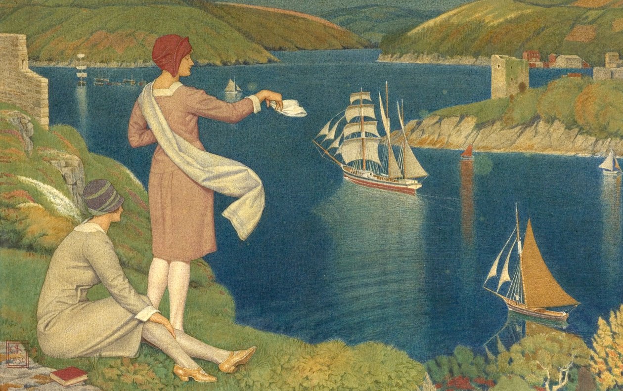 The Return, 1930 (tempera kankaalla (mahdollisesti silkki)) tekijältä Joseph Edward Southall