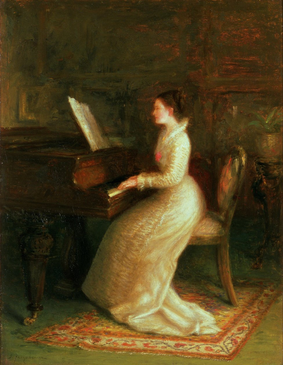Nainen pianon ääressä tekijältä Joseph Farquharson