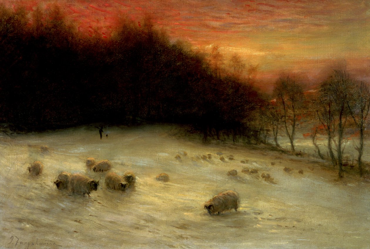 Lampaat talvimaisemassa, ilta tekijältä Joseph Farquharson