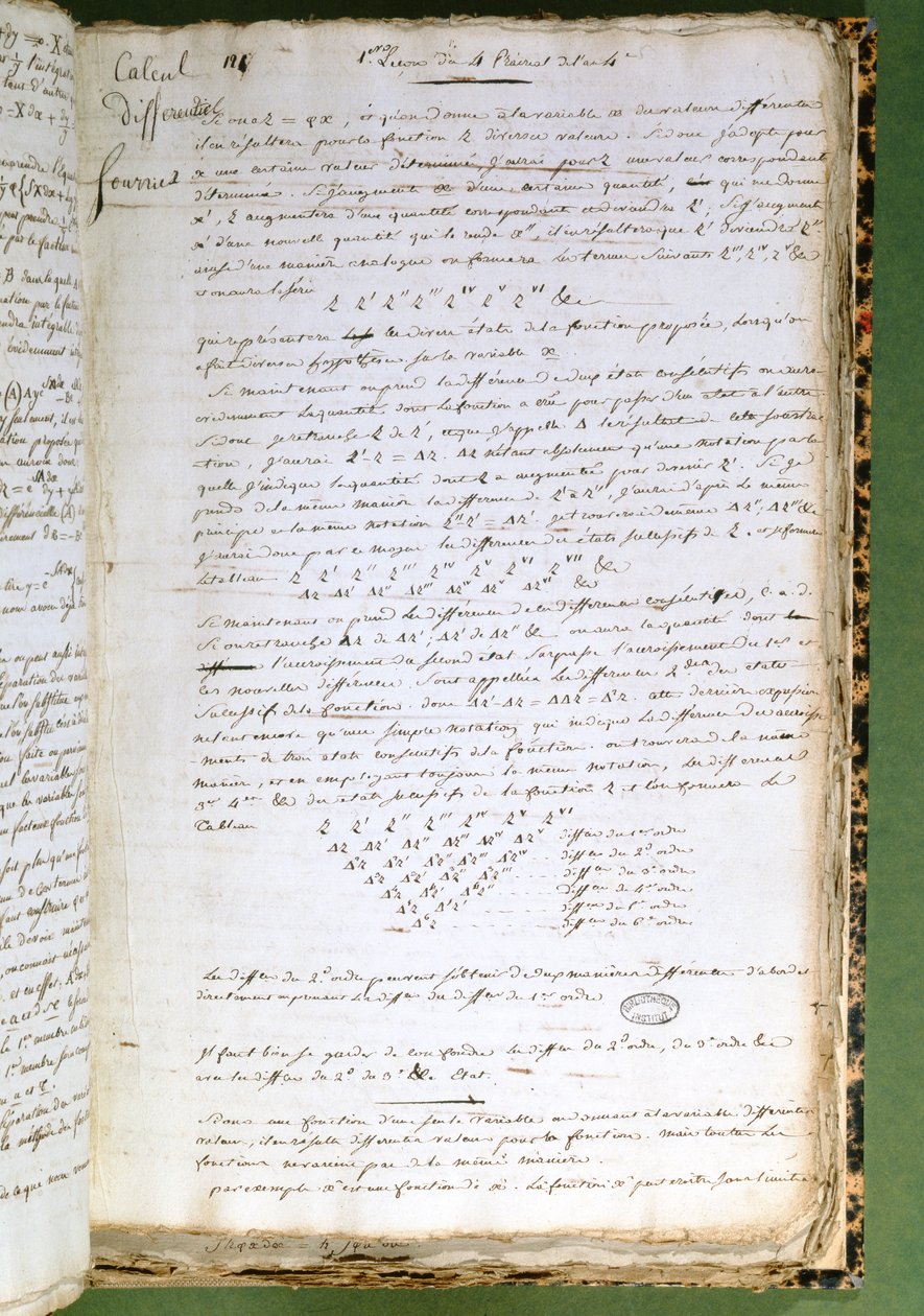 Ms 2044 sivu Calcul Differentiel et Integralilta tekijältä Joseph Fourier