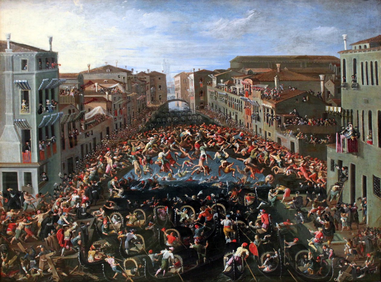 Wettstreit auf der Ponte dei Pugni kaupungissa Venedig tekijältä Joseph Heintz der Jüngere