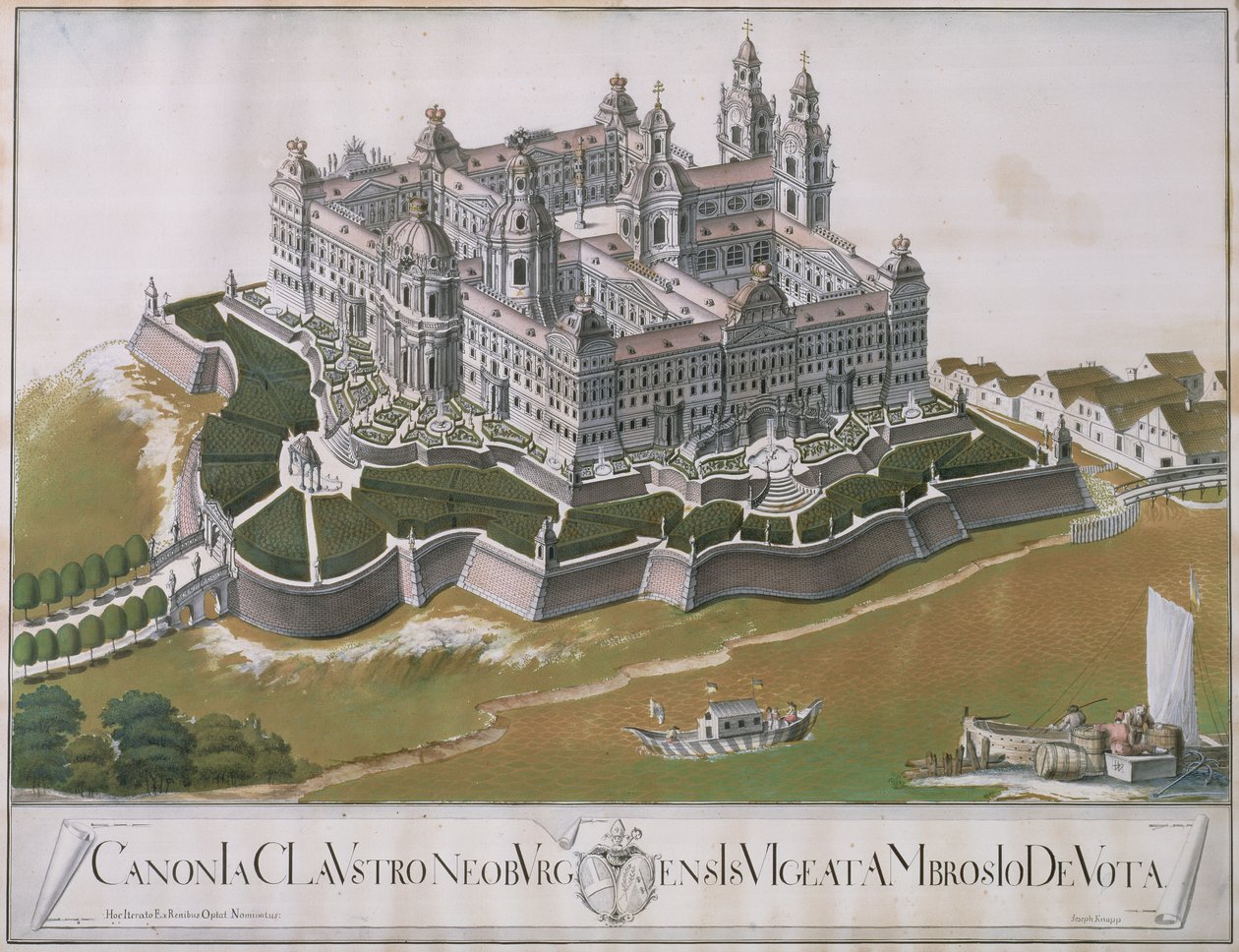 Tingnan ang Augustinian monastery ng Klosterneuburg, na nagpapakita ng mga plano para sa pagsasaayos na idinisenyo ng arkitekto na si Felice D