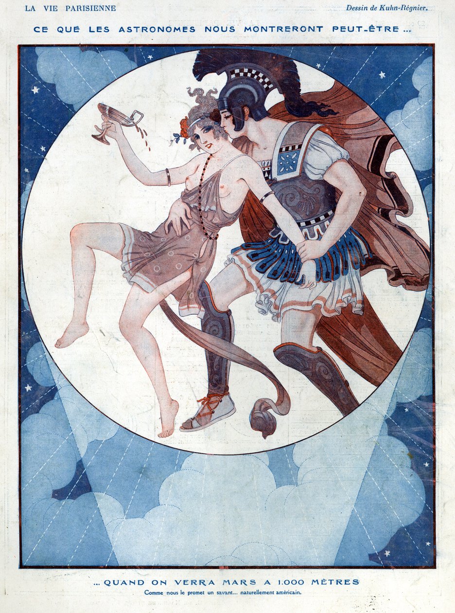 Mars kosimassa nuorta naista, "La Vie Parisienne", 29. lokakuuta 1921 tekijältä Joseph Kuhn Regnier