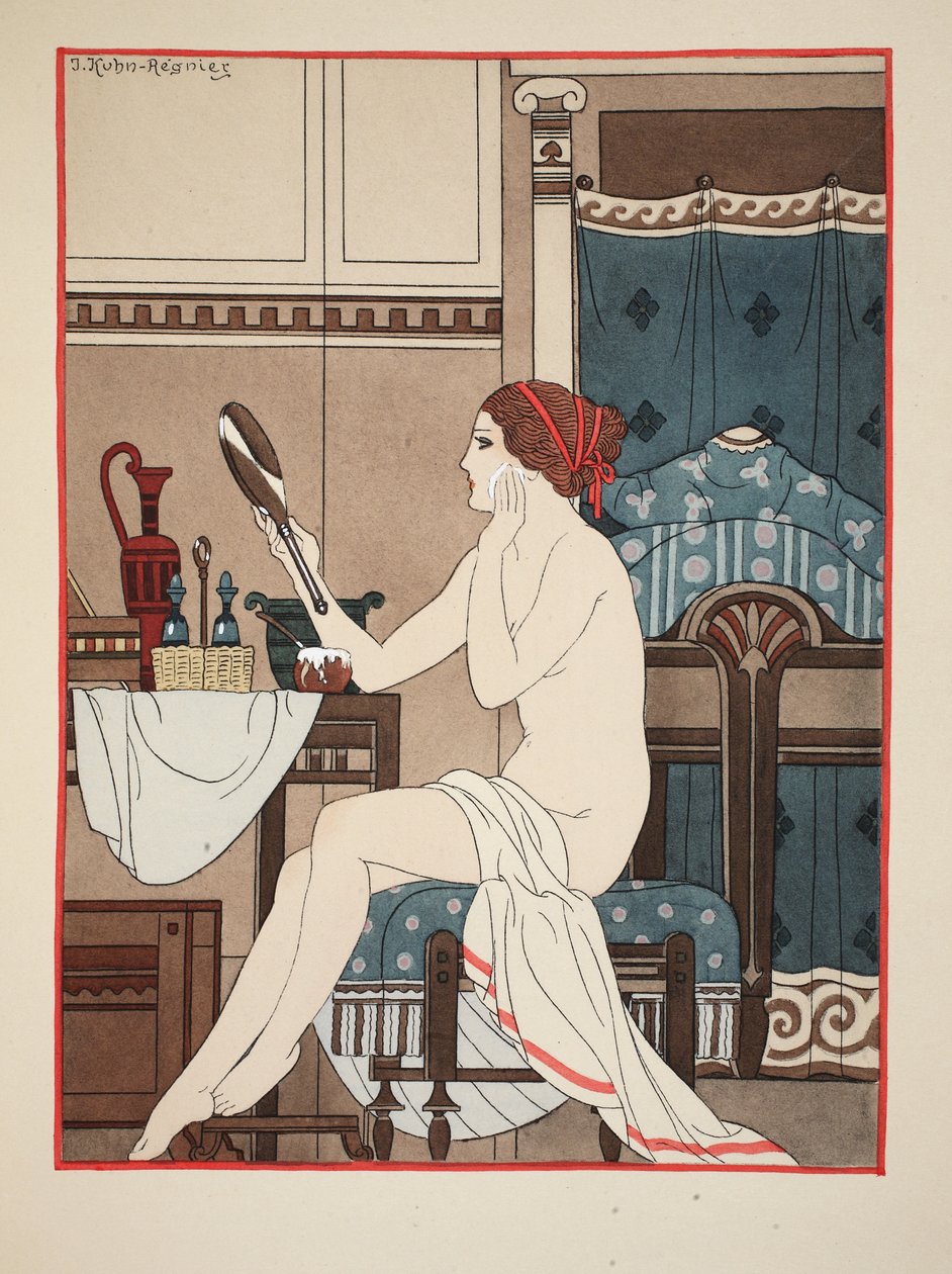 Märkä ruusuöljyllä tehdyllä keraatilla, kuvitus teoksesta "The Works of Hippokrates", 1934 tekijältä Joseph Kuhn Regnier