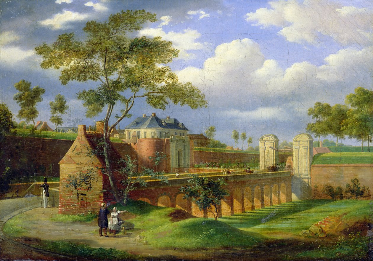 Näkymä Porte de Valenciennesille Douaissa, 1823 tekijältä Joseph Louis Leborne