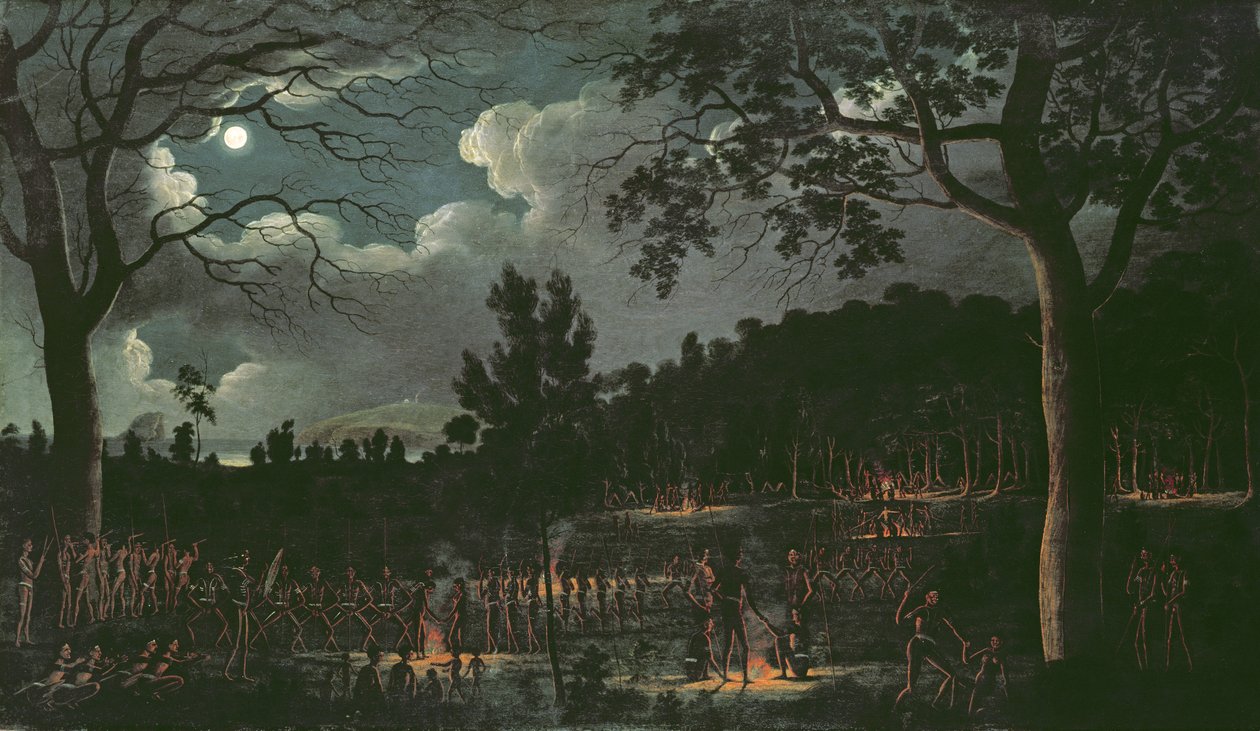 Corroboree Newcastlessa, n. 1818 (hallitus) tekijältä Joseph Lycett