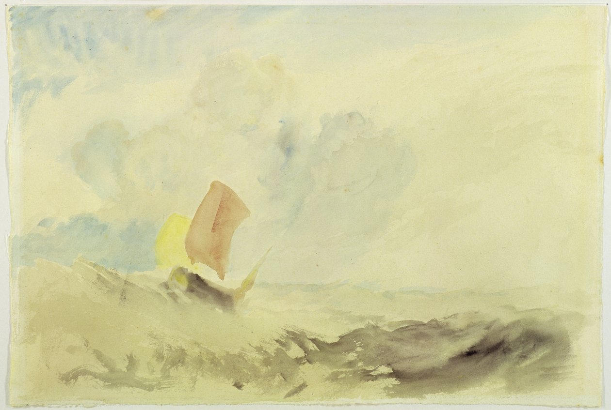 A Sea Piece - Kova meri kalastusveneellä, 1820-30 tekijältä Joseph Mallord William Turner