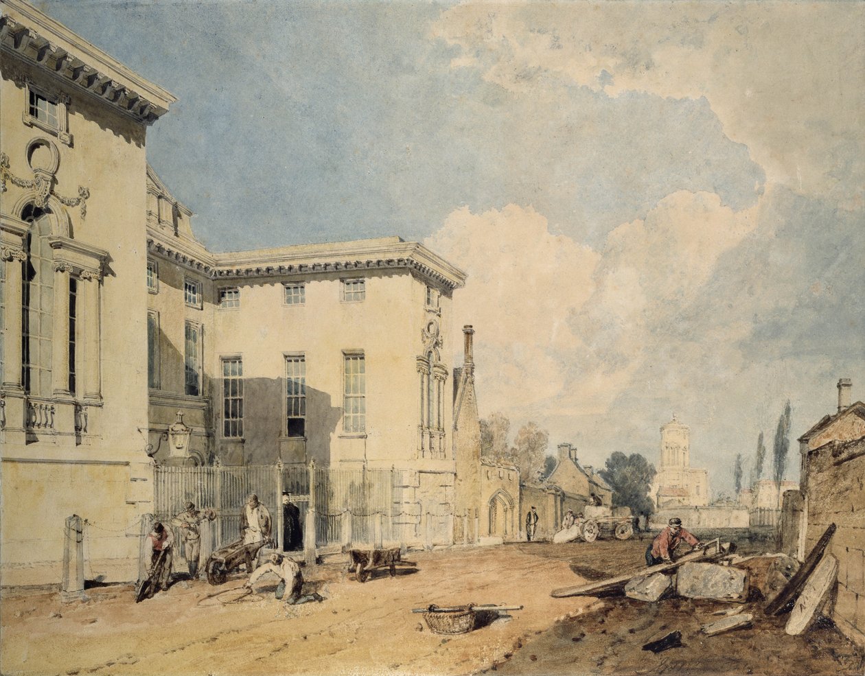 Näkymä Worcester Collegesta, 1803-04 (wc grafiitin päällä luonnonvalkoisella paperilla) tekijältä Joseph Mallord William Turner