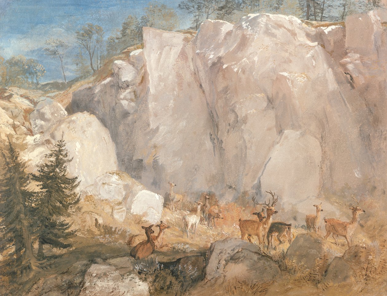 Caley Crags hirven kanssa, n. 1818 tekijältä Joseph Mallord William Turner