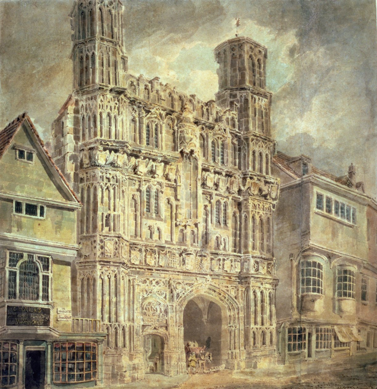 Christchurch Gate, Canterbury, n. 1792-1793 tekijältä Joseph Mallord William Turner