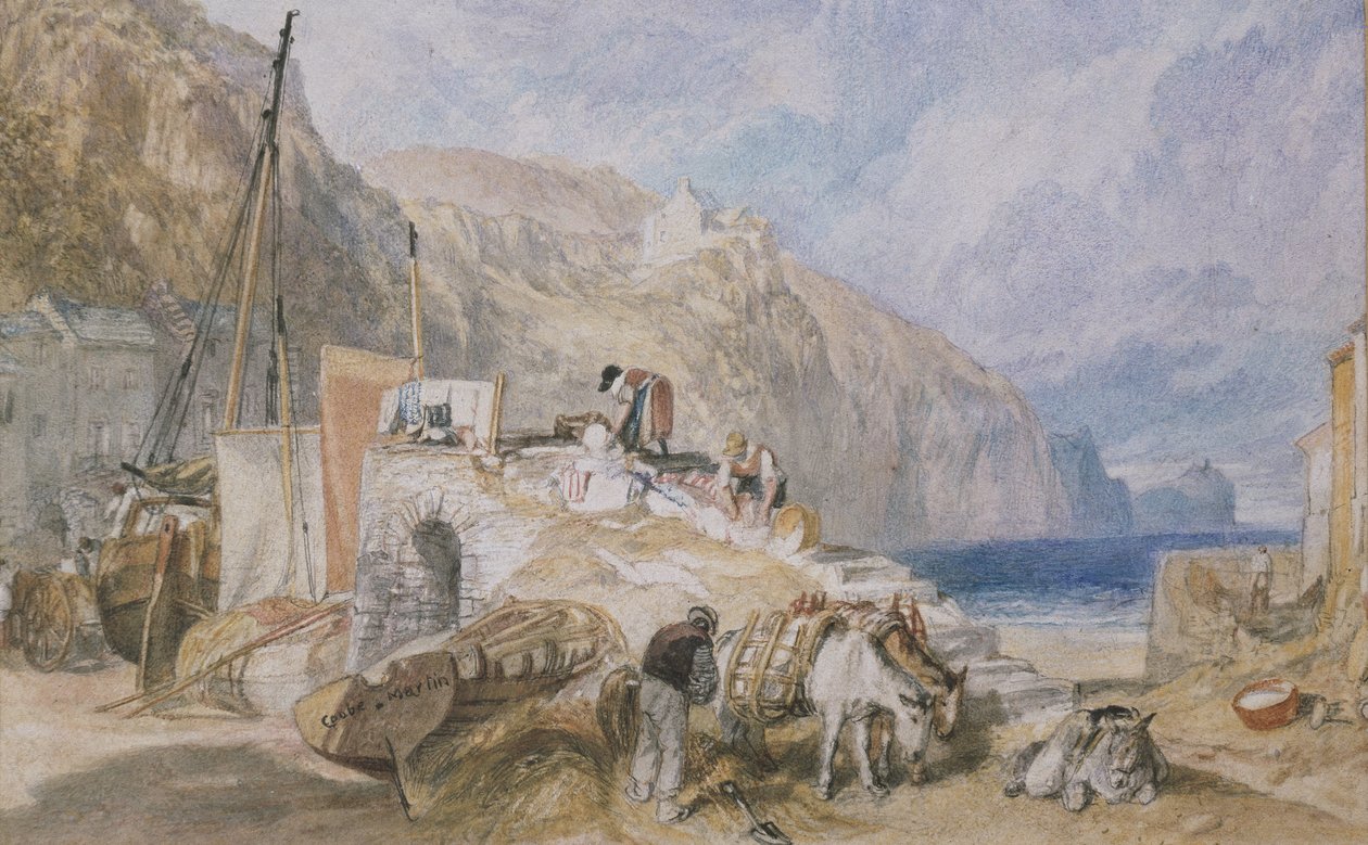 Combe Martin, Devonshire, n. 1824 (akvarelli grafiitin päällä kynällä ja mustalla musteella) tekijältä Joseph Mallord William Turner