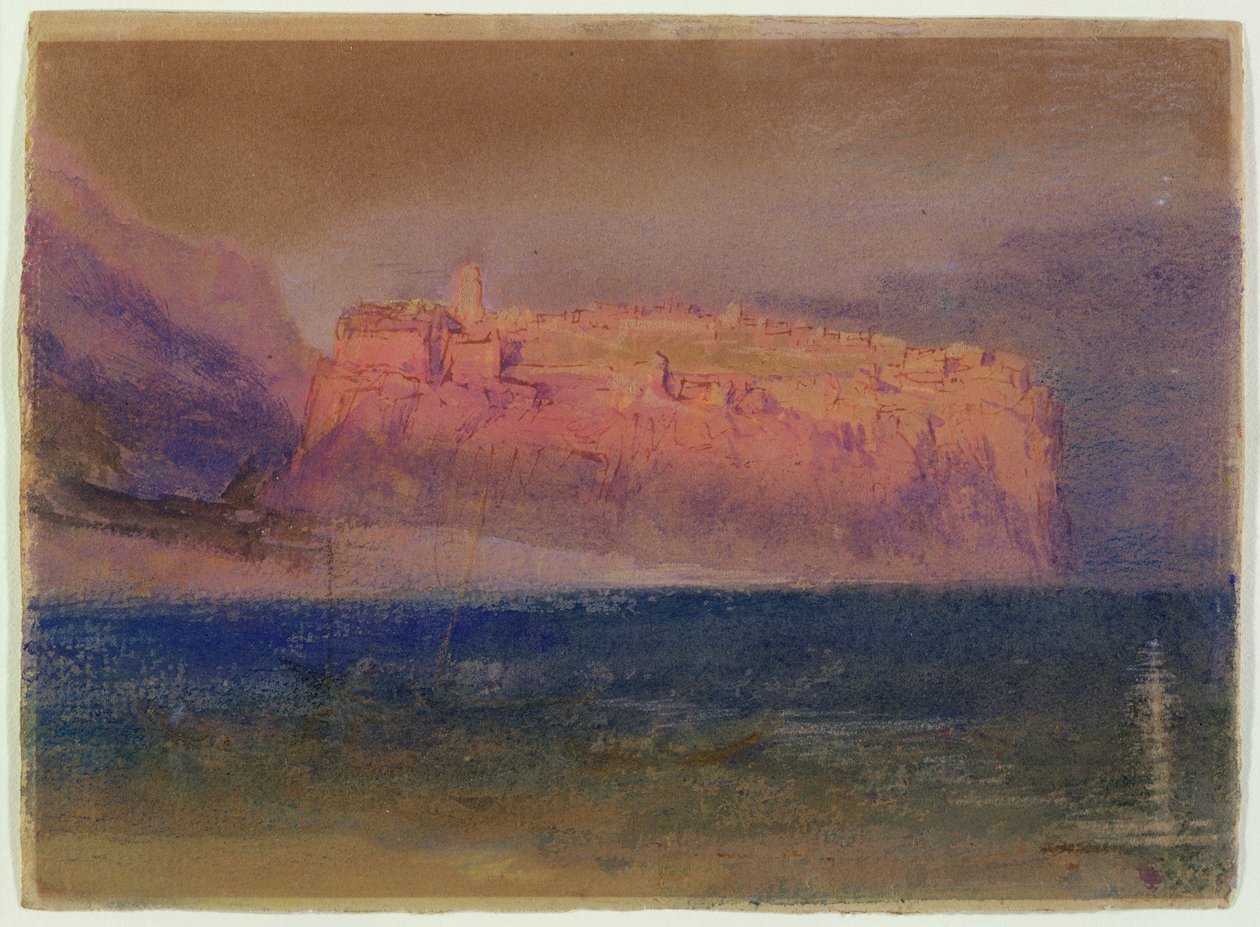 Korsika, (Monaco) n. 1830-35 (wc ruskealla paperilla) tekijältä Joseph Mallord William Turner