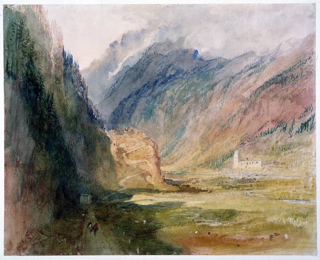 Couvent du Bonhomme, Chamonix, n. 1836-42 (wc, raapimalla paperille) tekijältä Joseph Mallord William Turner