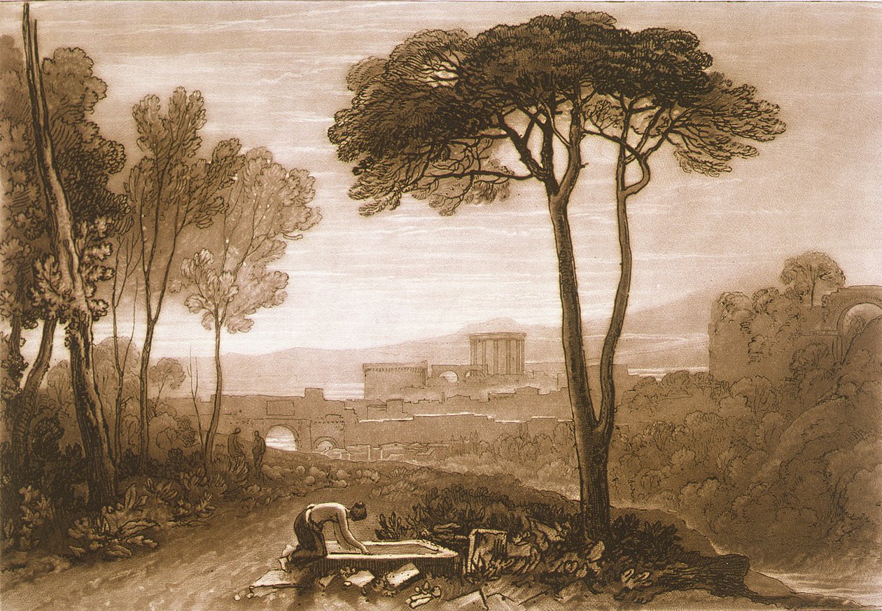 F.38.I kohtaus Campagnassa, Liber Studiorumista, kaiverrus William Say, 1812 tekijältä Joseph Mallord William Turner