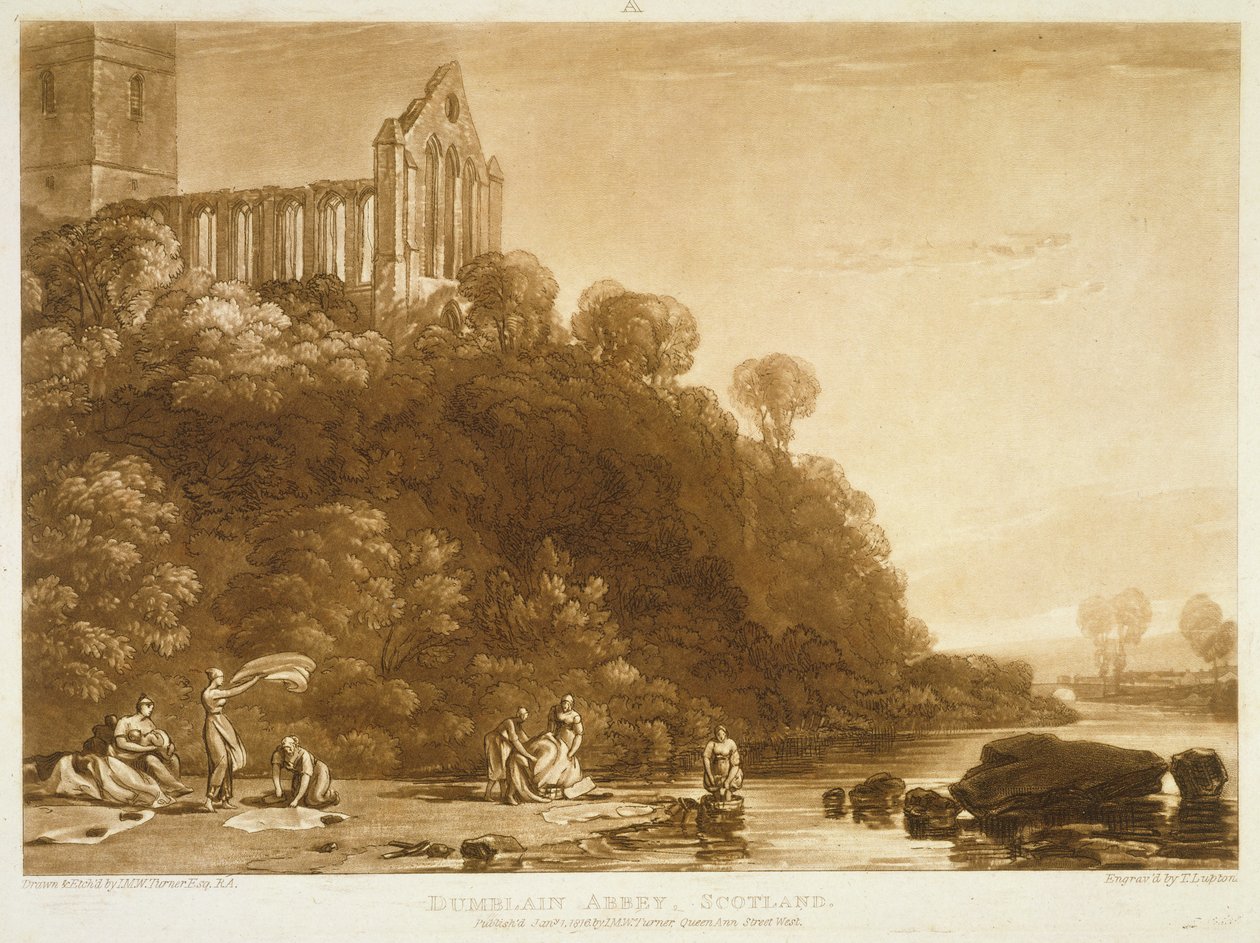 F.56.II Dumblain Abbey, "Liber Studiorumista", kaiverrus Thomas Lupton, 1816 tekijältä Joseph Mallord William Turner