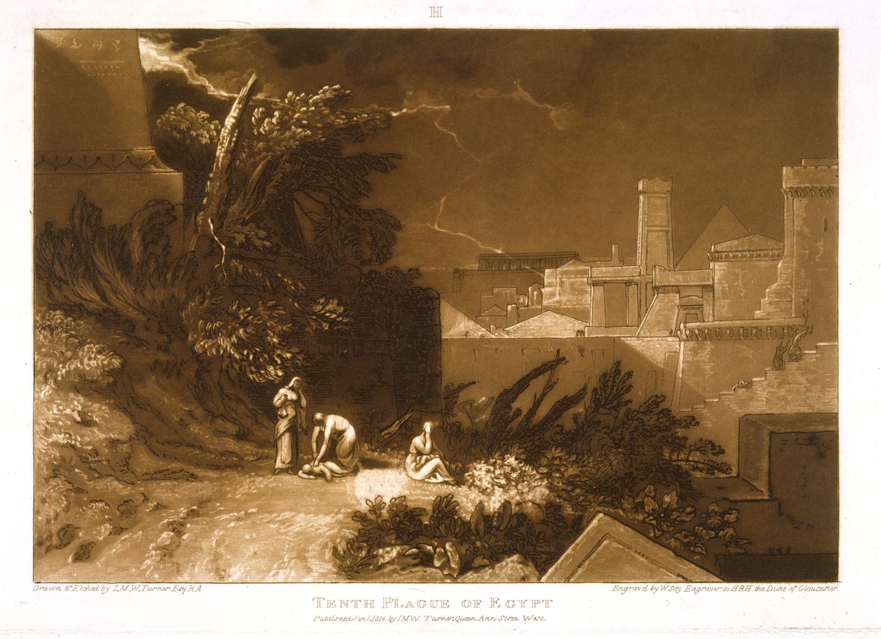 F.61.I Egyptin kymmenes rutto, "Liber Studiorumista", kaivertanut William Say, 1816 tekijältä Joseph Mallord William Turner