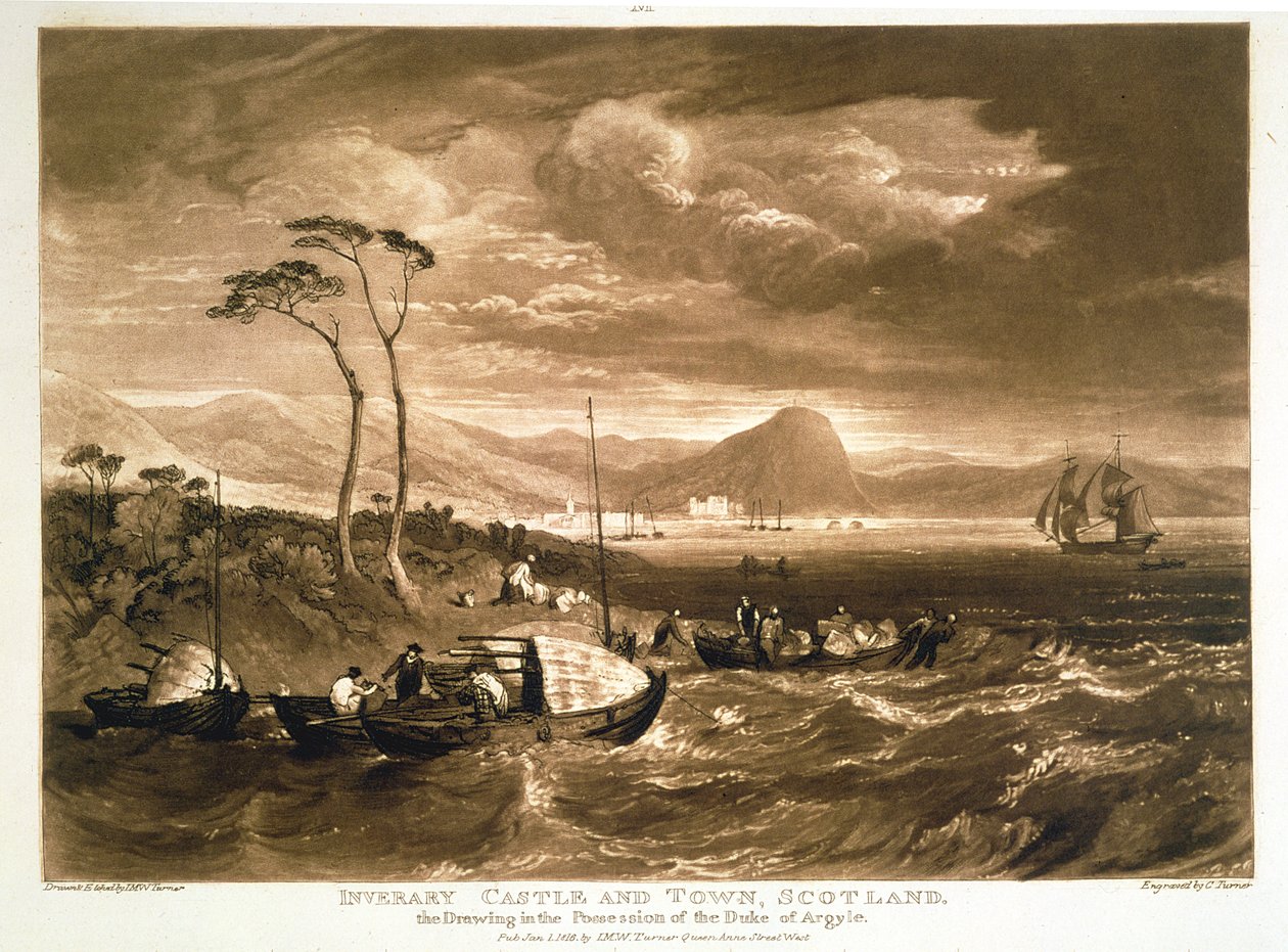 F.65.I Inveraryn linna ja kaupunki, "Liber Studiorumista", kaiverrus Charles Turner, 1816 tekijältä Joseph Mallord William Turner