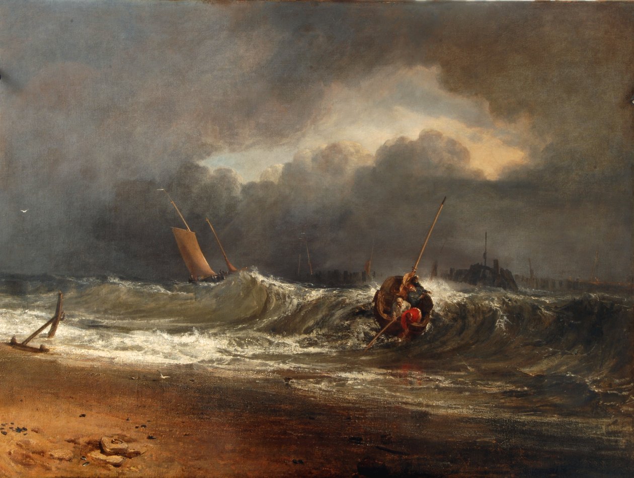 Kalastajat tuulenrannalla myrskyisellä säällä tekijältä Joseph Mallord William Turner