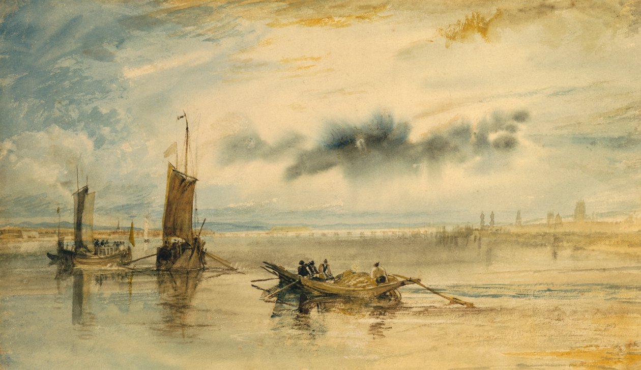 Mainz ja Kastell, 1817 (wc ja vartalon väri paperilla) tekijältä Joseph Mallord William Turner