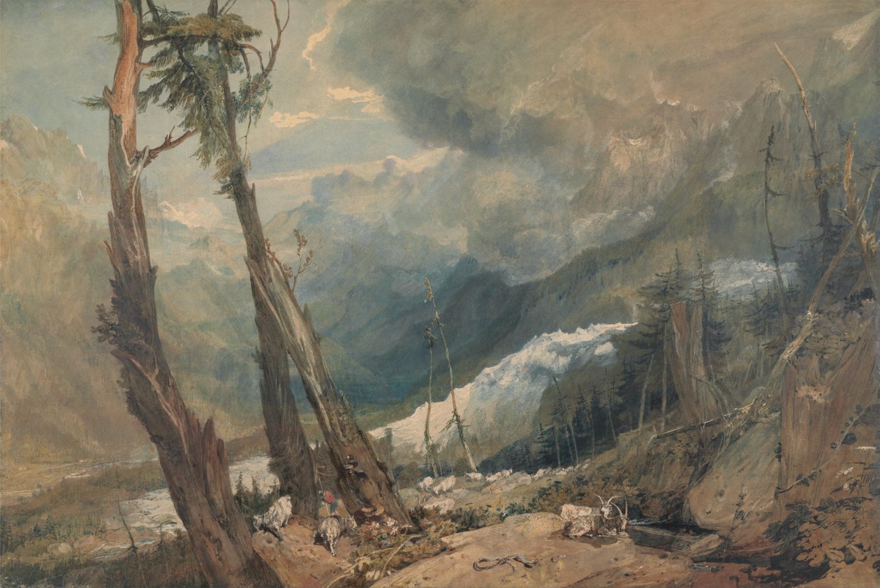 Mer de Glace, Chamounin laaksossa, Sveitsissä tekijältä Joseph Mallord William Turner