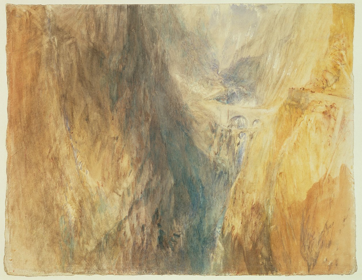 No.0586 Paholaisen silta, St. Gotthard, n. 1841 (wc ja muste) tekijältä Joseph Mallord William Turner