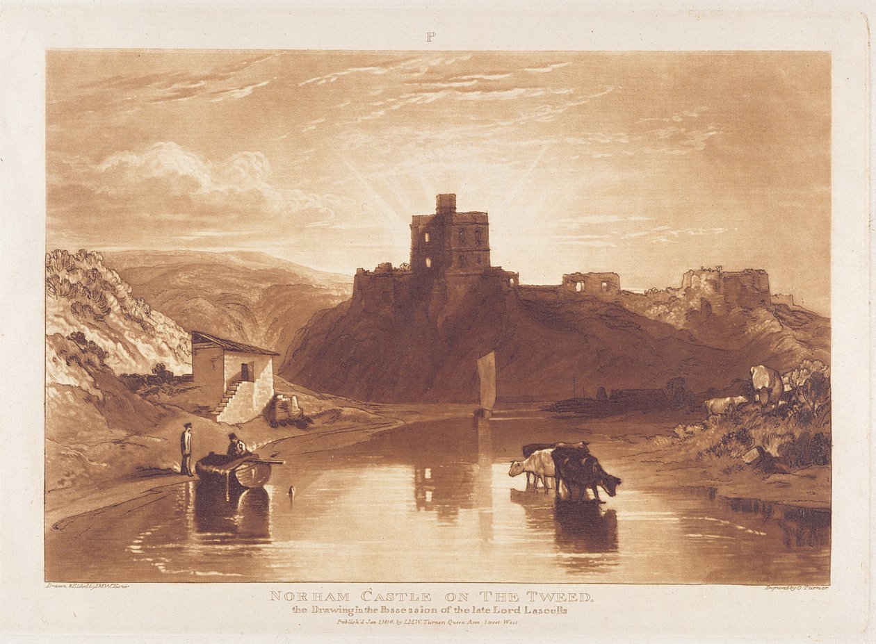 Norhamin linna, kaivertaja Charles Turner (1773-1857) 1859-61. tekijältä Joseph Mallord William Turner