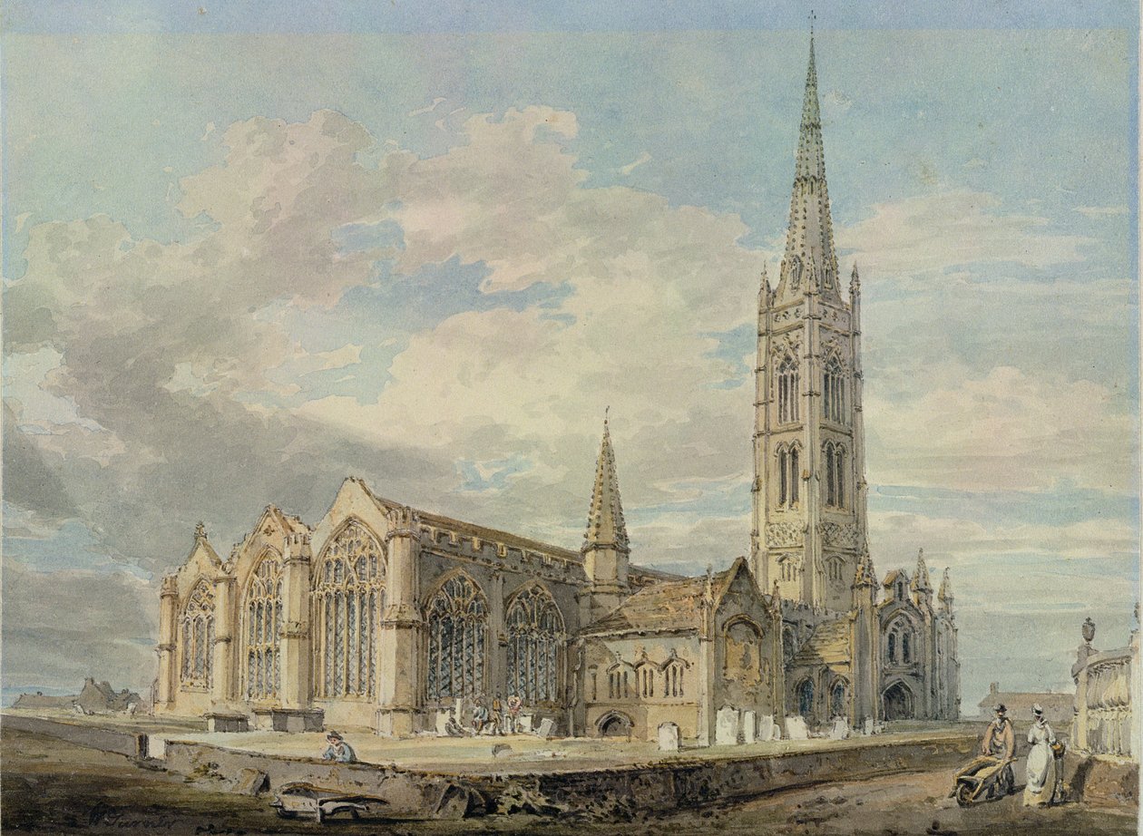 Koillisnäkymä Granthamin kirkosta, Lincolnshire, n.1797 (grafiitti paperille). tekijältä Joseph Mallord William Turner