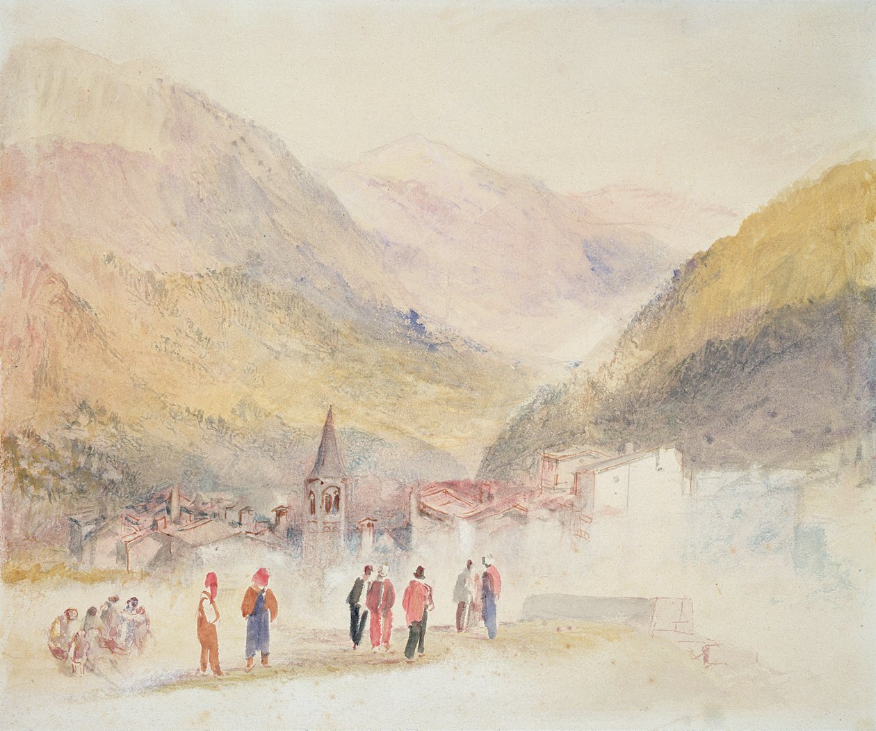 Pre St Didier, 1836 (wc ja tussi ja muste grafiitilla paperille) tekijältä Joseph Mallord William Turner