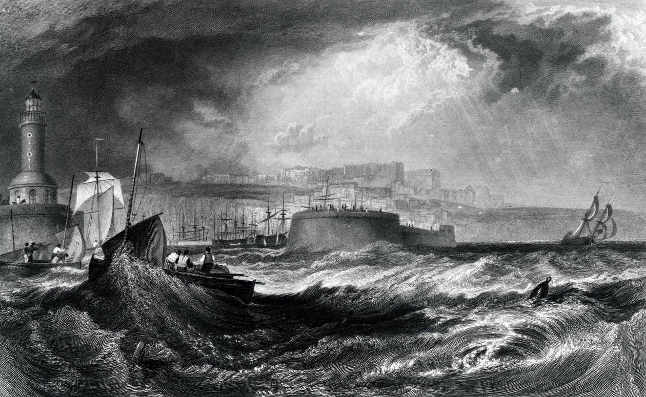 Ramsgate, Kent teoksesta "Picturesque Views on the Southern Coast of England", kaivertanut Robert Wallis, 1824 tekijältä Joseph Mallord William Turner