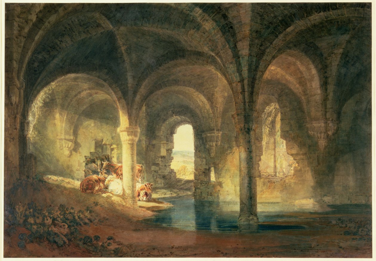 Kirkstall Abbeyn ruokasali, n. 1798 tekijältä Joseph Mallord William Turner