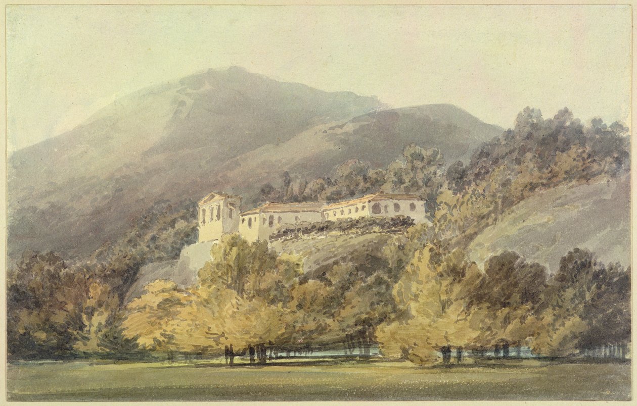 Santa Lucia, luostari lähellä Casertaa, n. 1795 (wc kynällä paperilla) tekijältä Joseph Mallord William Turner