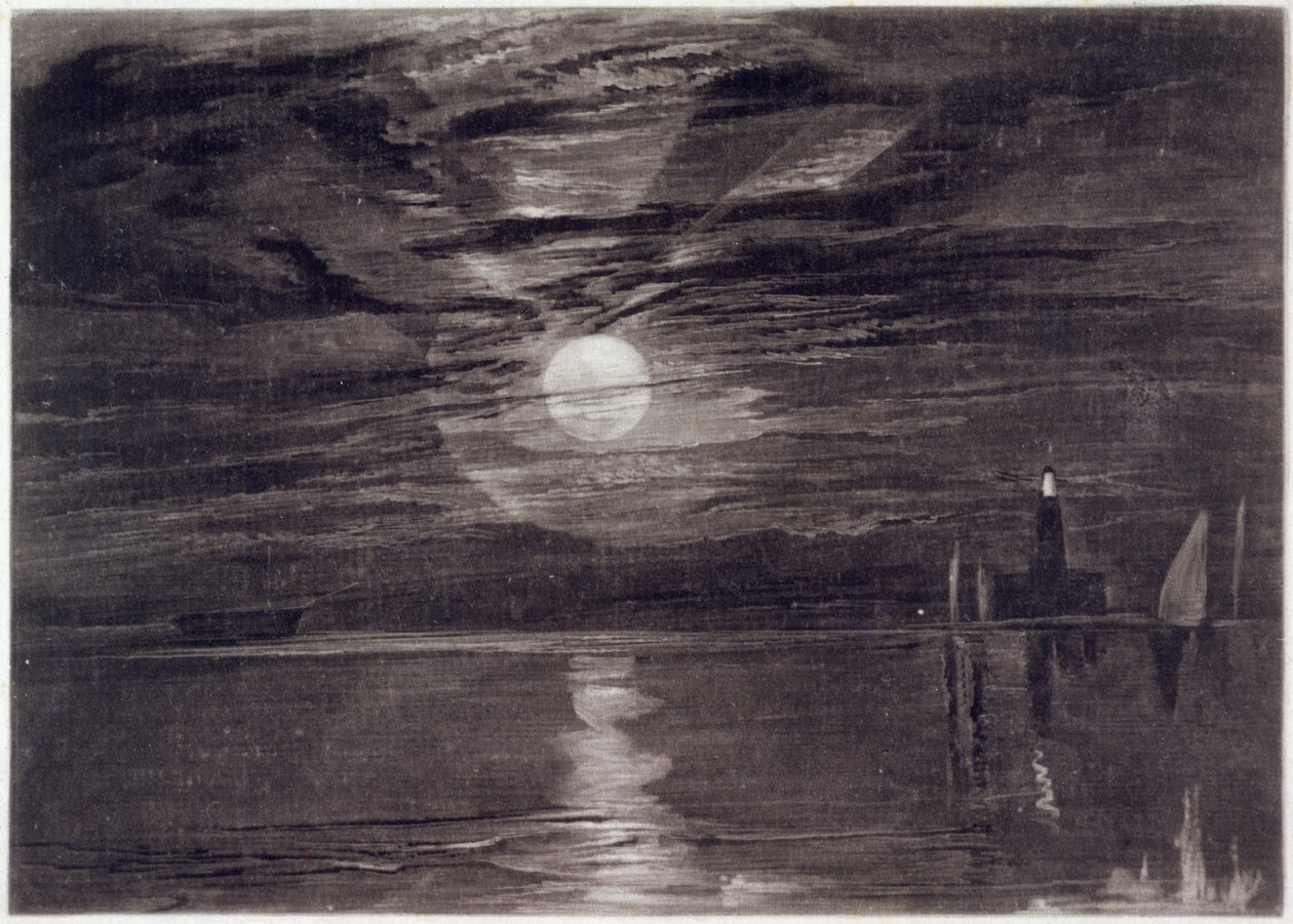 Shieldsin majakka, n. 1825 (mezzotint) tekijältä Joseph Mallord William Turner