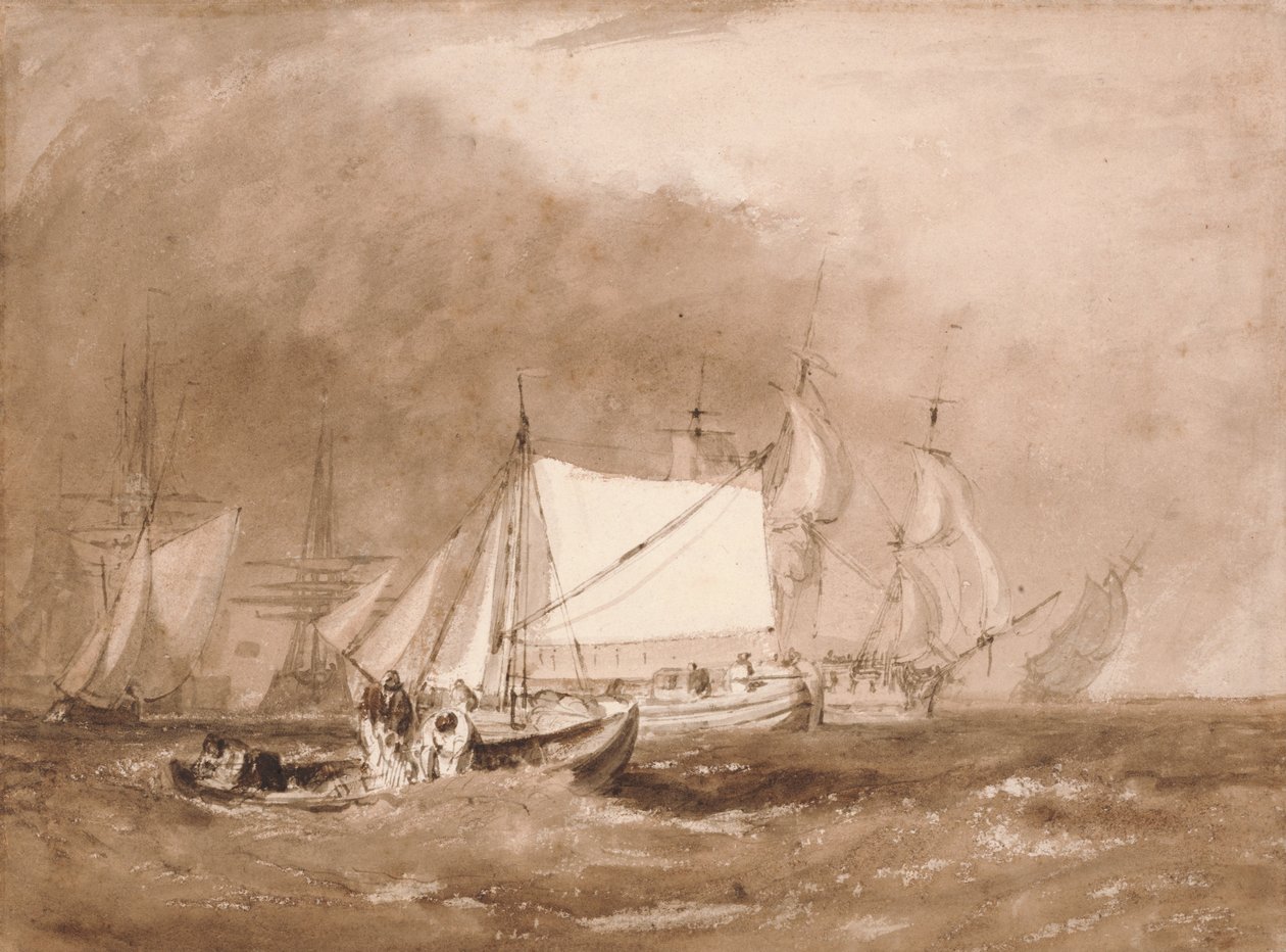 Toimituskohtaus, kalastajien kanssa tekijältä Joseph Mallord William Turner