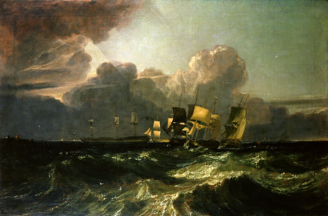 Alukset nousevat Anchorageen ("The Egremont Sea Piece"), 1802 tekijältä Joseph Mallord William Turner